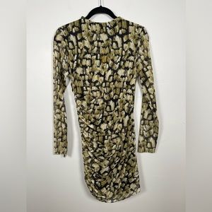 NWT Zara Green/Black Print Bodycon Dress